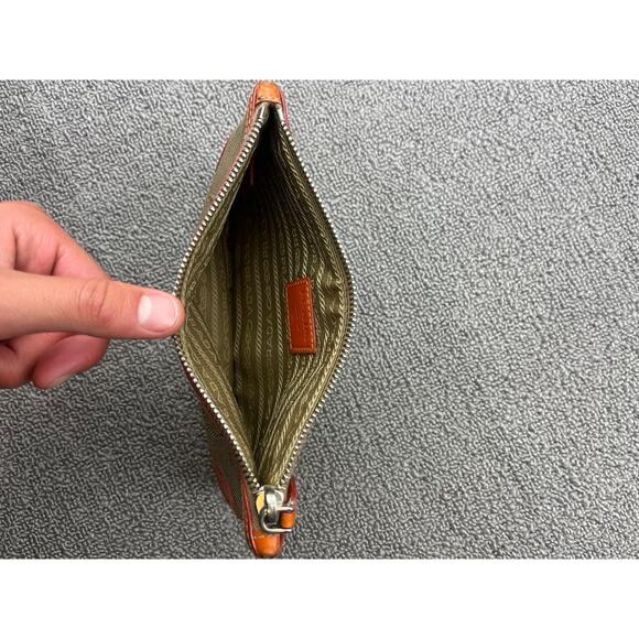 Authentic Prada Jacquard Pouch in Orange Brown Canvas and Leather Rare - Picture 12 of 16